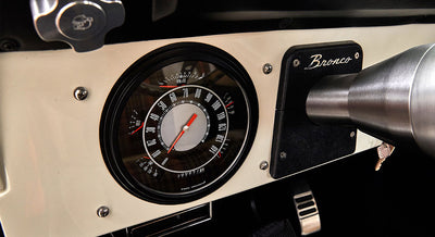 Speedometer and classic Bronco dashboard with Bronco nameplate