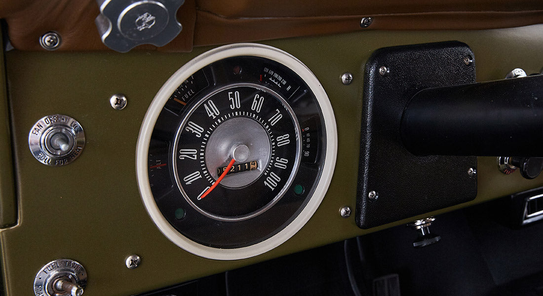 Classic Ford Bronco dashboard speedometer with odometer and gauges