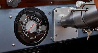 Classic Ford Bronco dashboard speedometer and instrumentation in black and silver