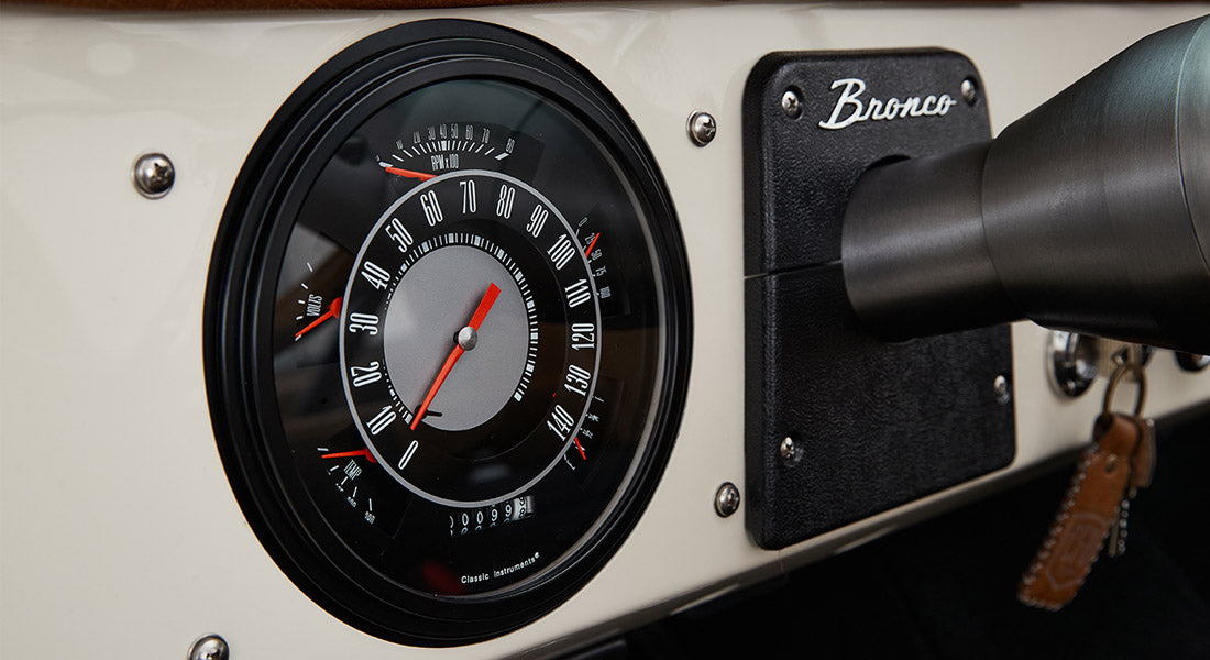 Classic Ford Bronco dashboard speedometer and tachometer cluster
