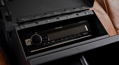 Kenwood stereo unit installed in console of Classic Ford Bronco