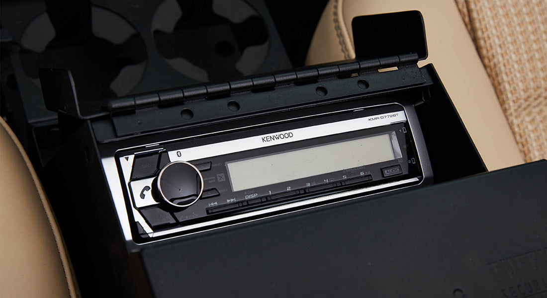 Kenwood stereo unit inside Classic Ford Bronco interior